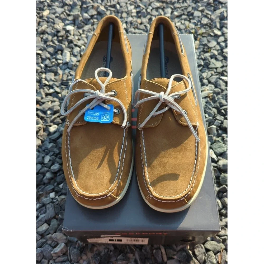 Mens New‎ Rockport Nautical Mile Taupe Brown Boat Shoes Size 11 M